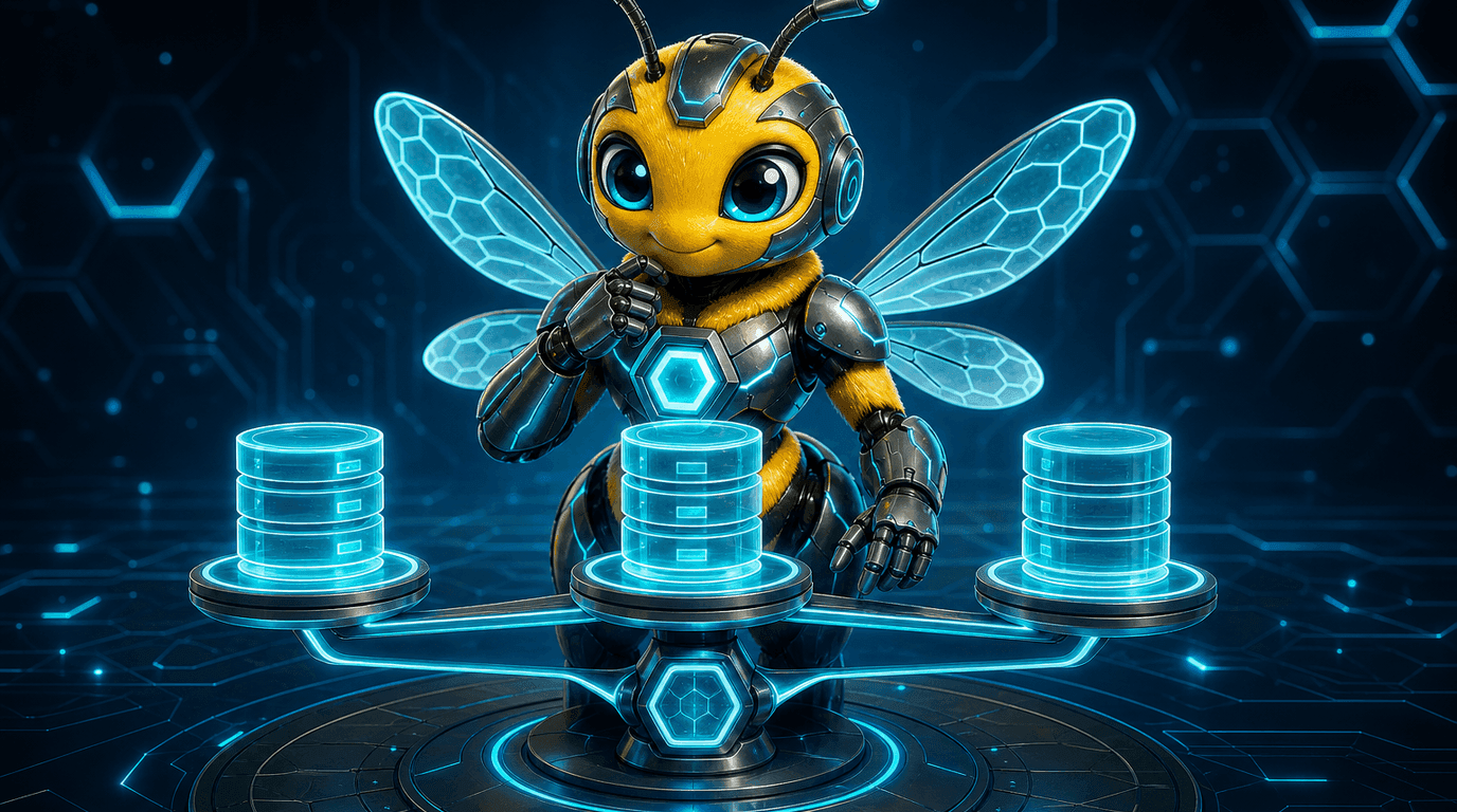 Agent Hive bee mascot hero illustration for the post "Illumination-Robust Camera-Based Heart-Rate Estimation for Physiological Sensing in Robots".